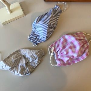 Madewell reusable masks (2) and (1) generic branded mask. Gingham, stripes, pink